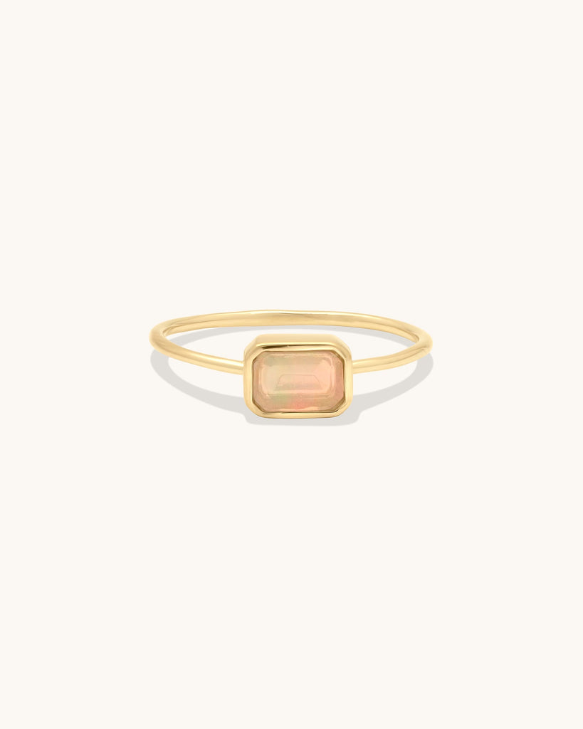 Emerald Cut Ring Opal