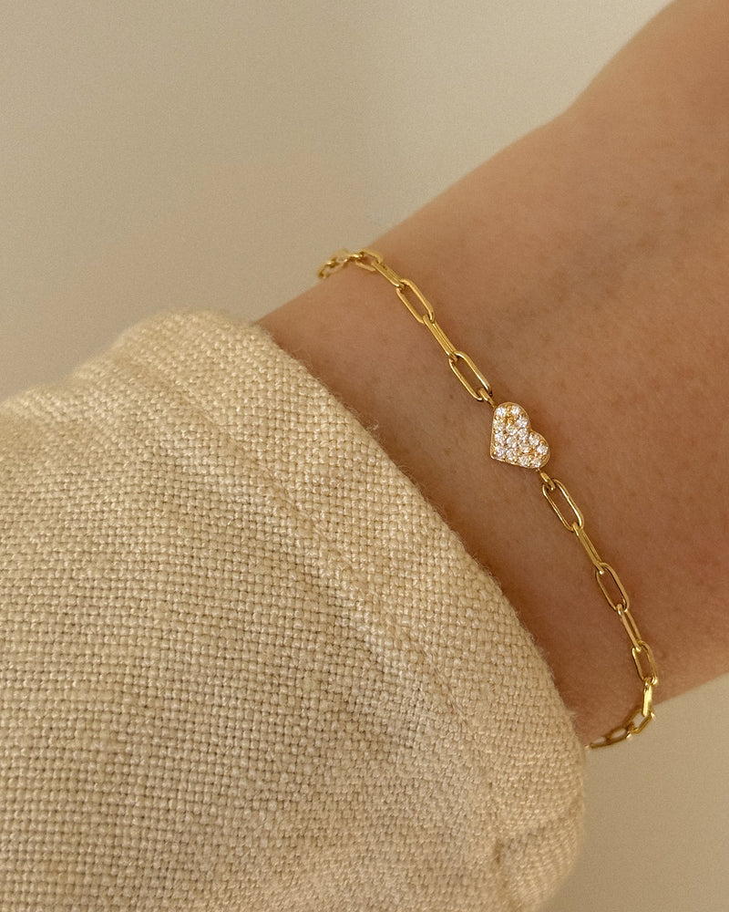Heart Pavé Bracelet Gold