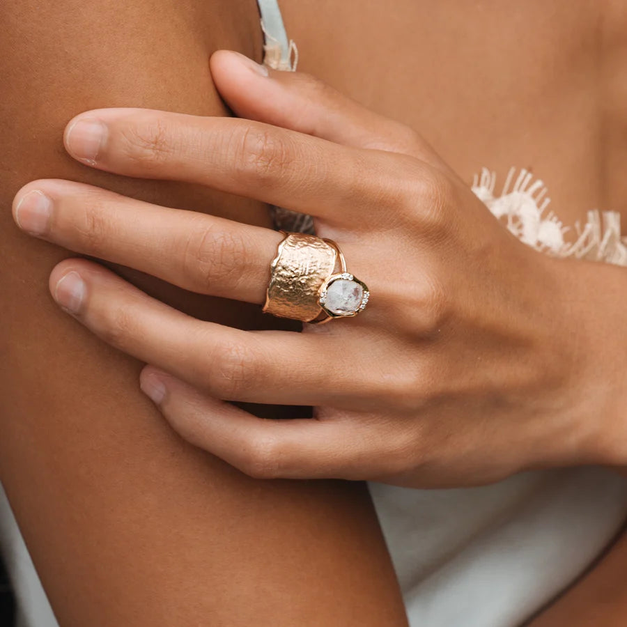 Rainbow Moonstone Mood Ring Silver