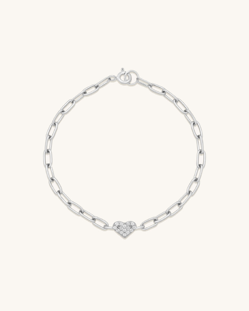 Heart Pavé Bracelet Silver