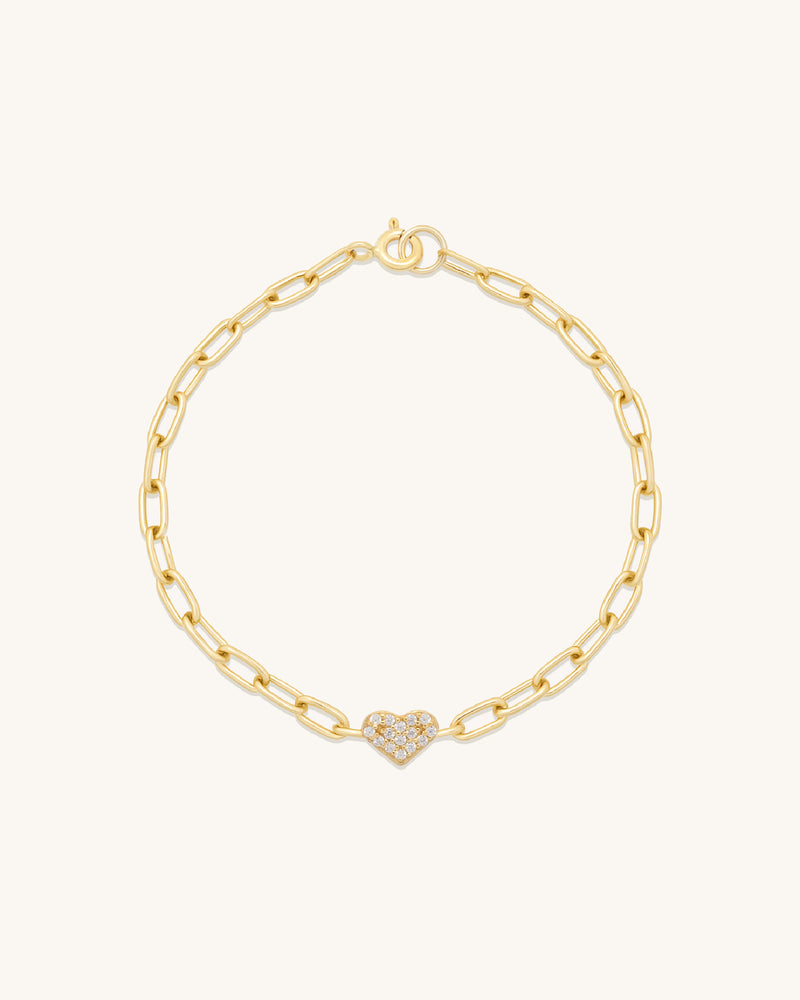 Heart Pavé Bracelet Gold
