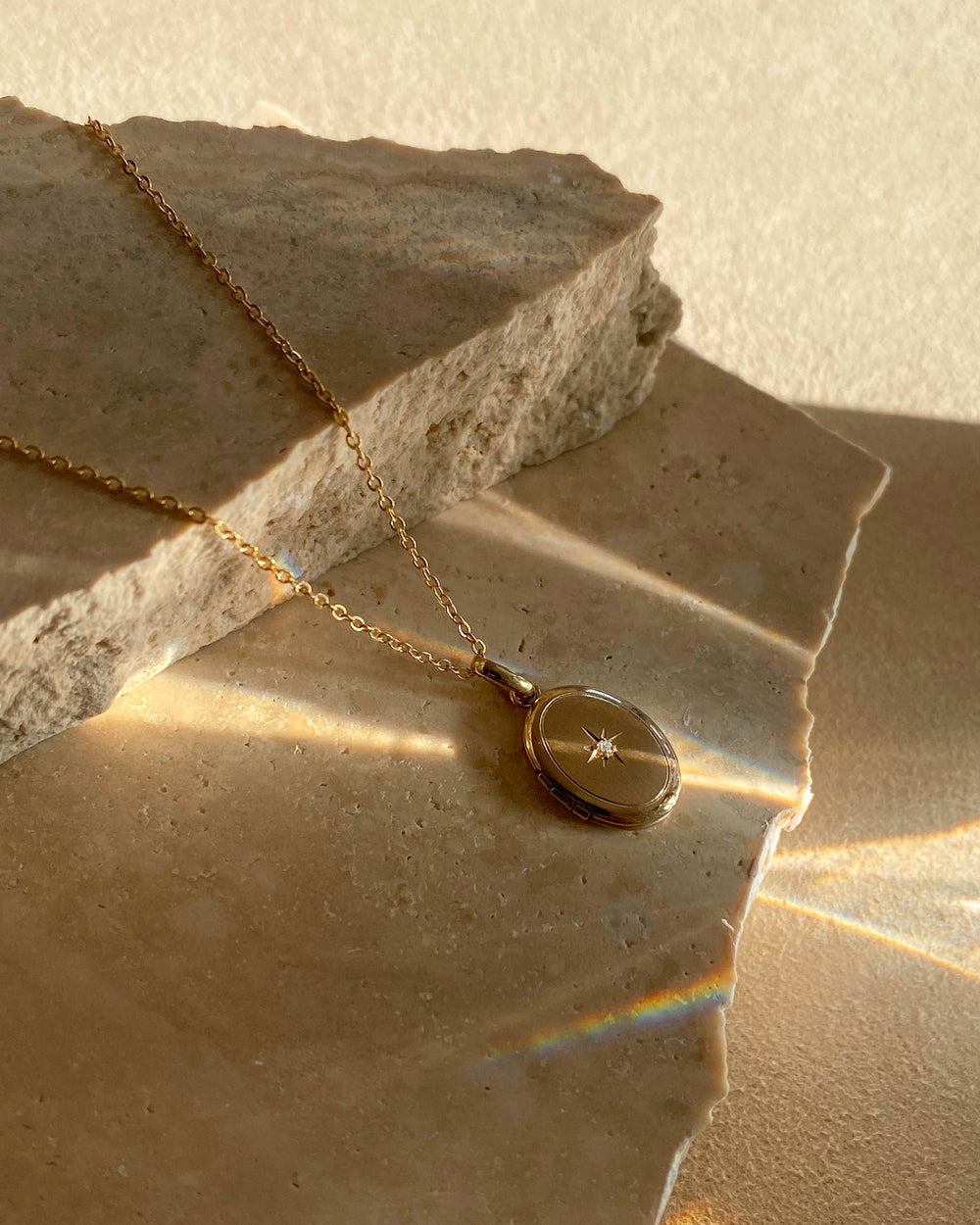 Petite Oval Diamond Locket Pendant