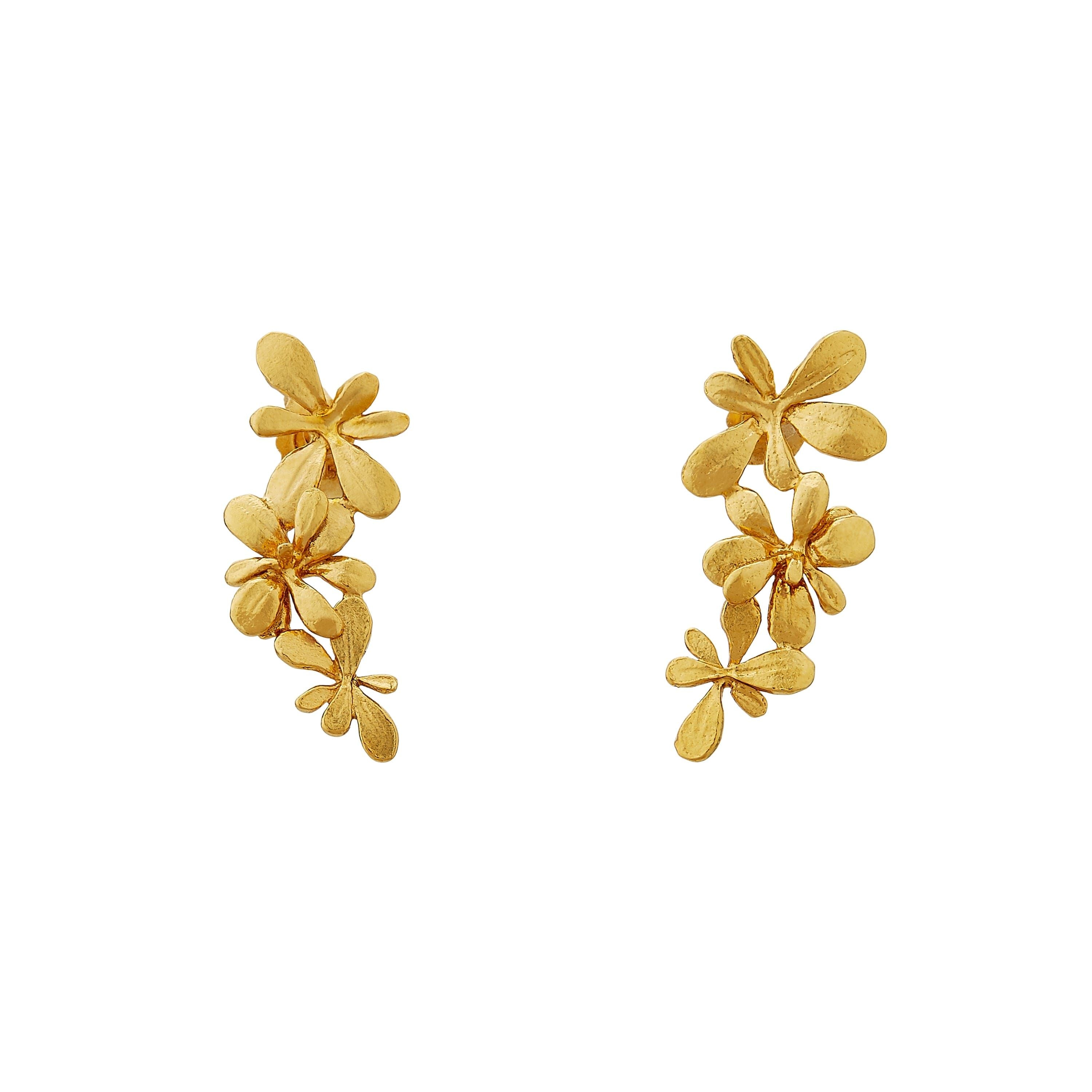 Sprouting Rosette Drop Earrings Gold
