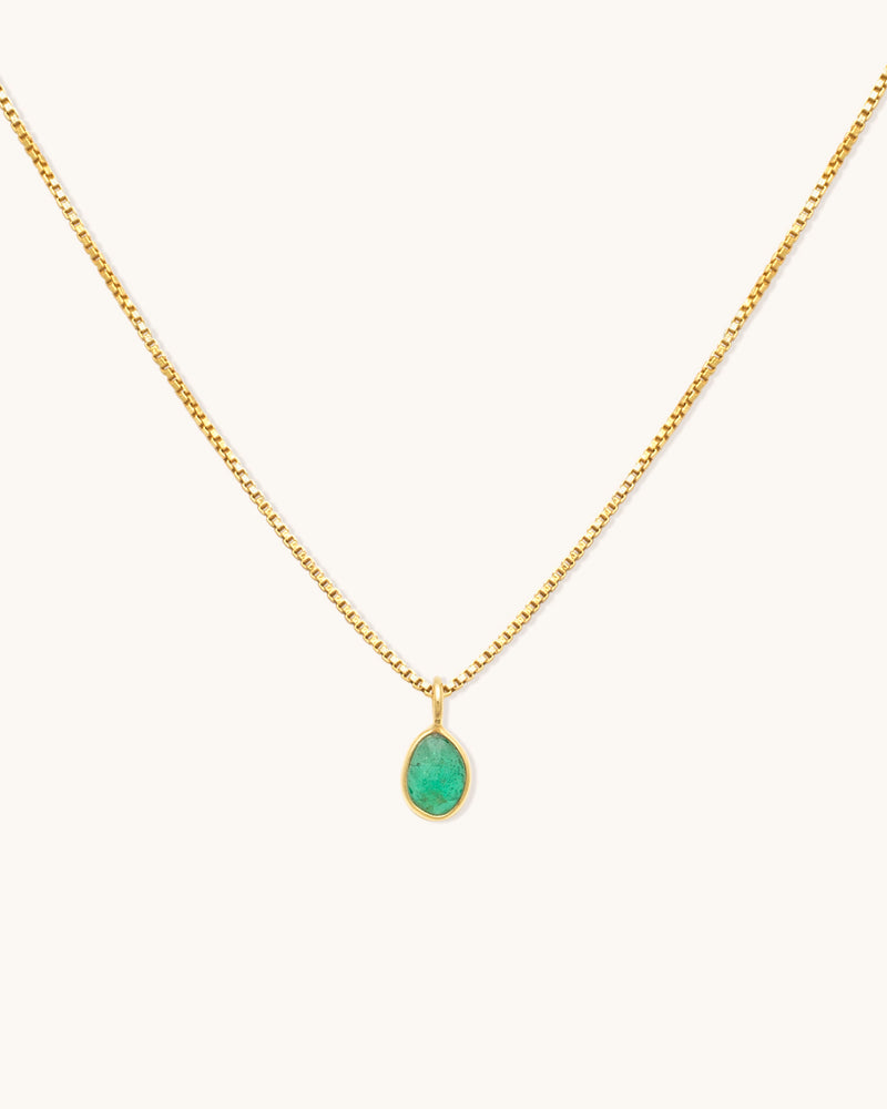 Sofia Slice Necklace Emerald and Gold
