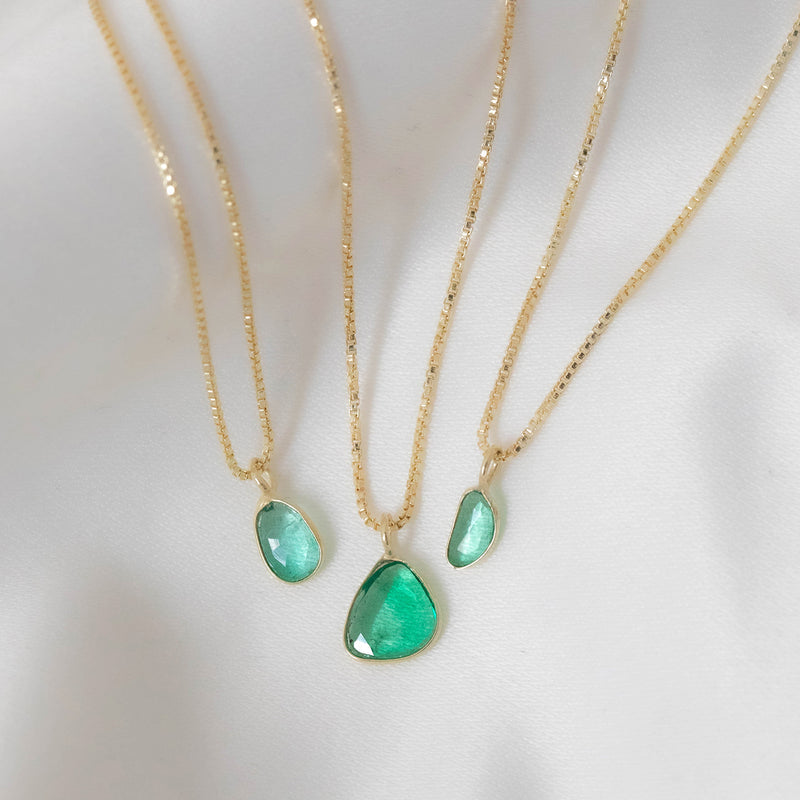 Sofia Slice Necklace Emerald and Gold