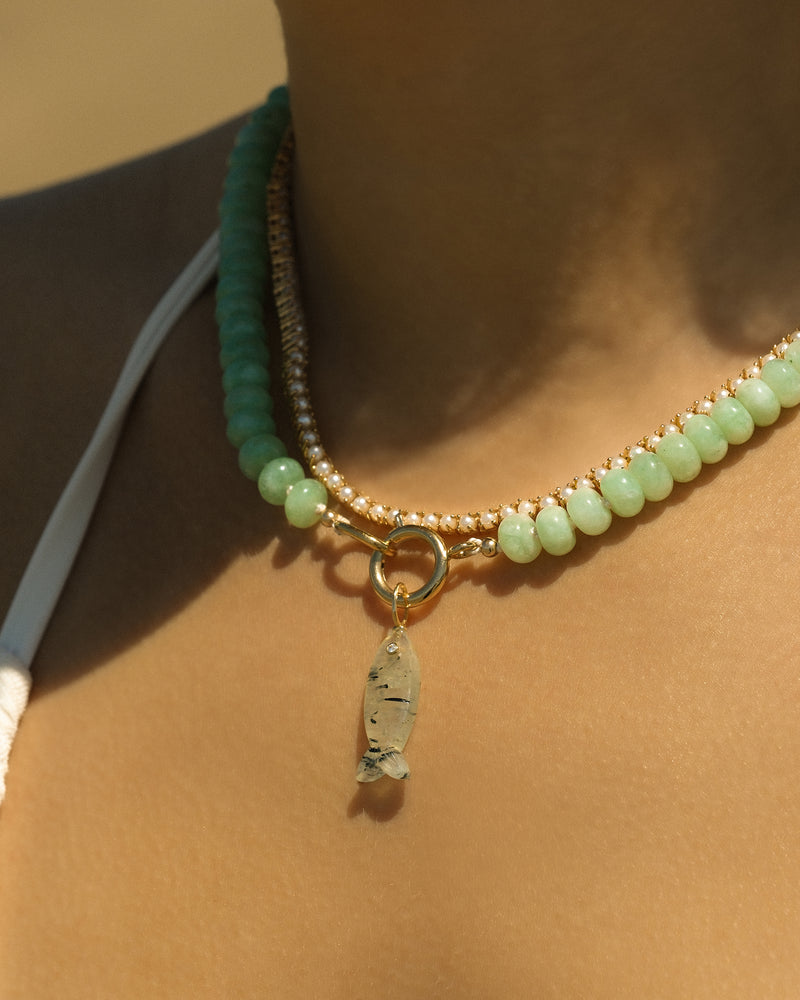 Stone Fish Pendant Prehnite