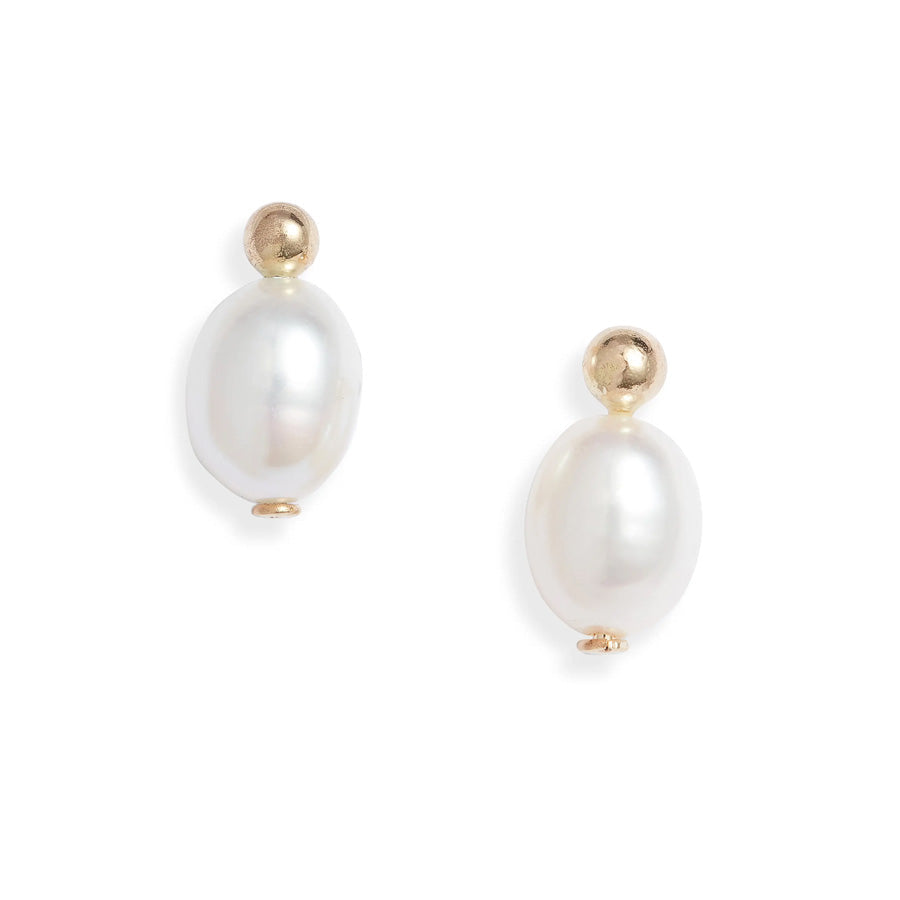 Petite Oval Pearl Stud Earrings