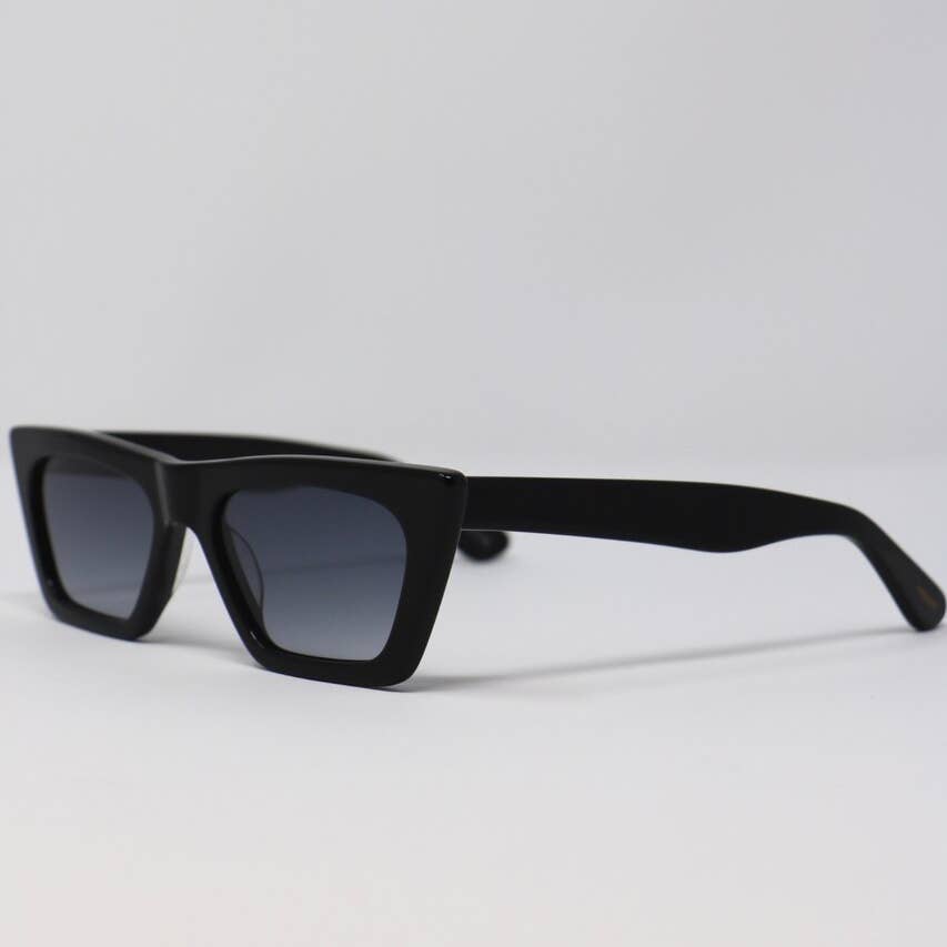 Kaya Angular Slim Sun Glasses Jet Black