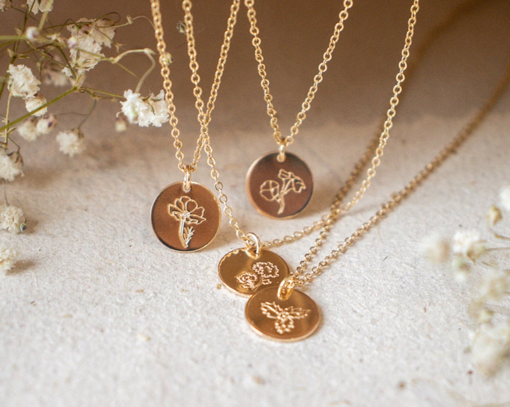 Gold Plated And Sterling Silver Birth Flower Necklace By Hurleyburley |  notonthehighstreet.com