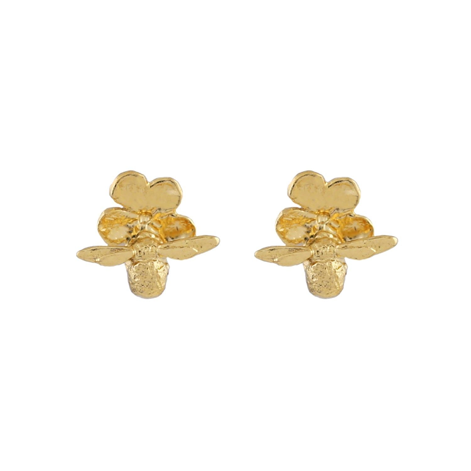 Forget Me Not Stud Earrings with Itsy Bitsy Bee Gold