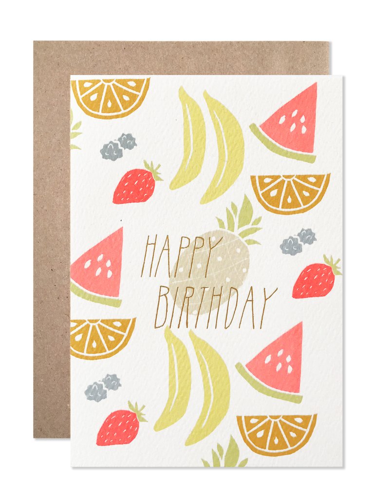 Happy Birthday Neon Fruit Card