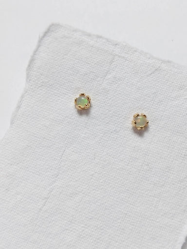 Tiny Opal Flower Studs