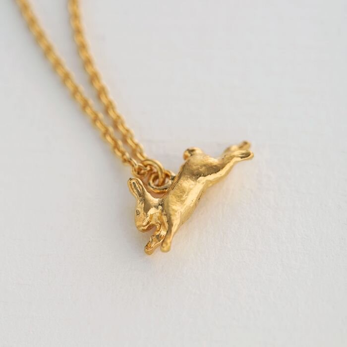 Leaping Rabbit Necklace Gold