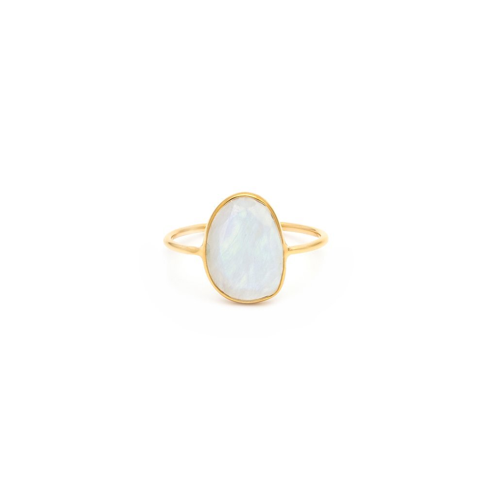 Selena Slice Ring Moonstone and Gold