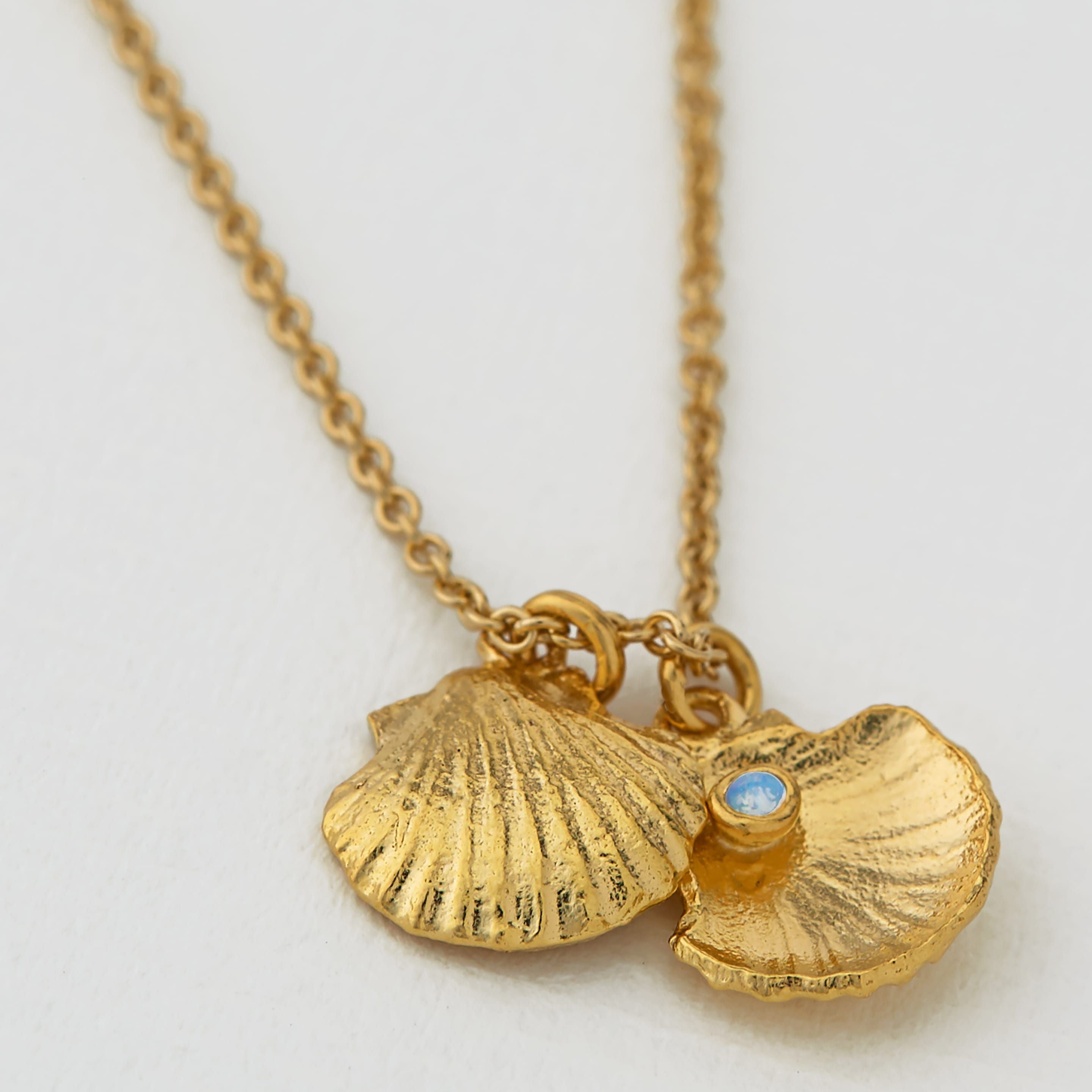 Open Shell Opal Necklace Gold