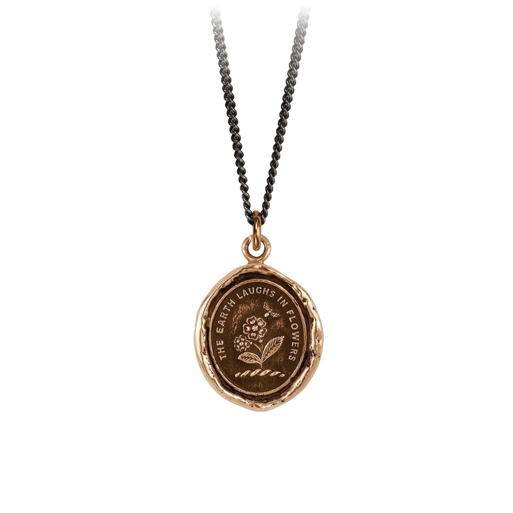 The Earth Laughs in Flowers Talisman Necklace Bronze