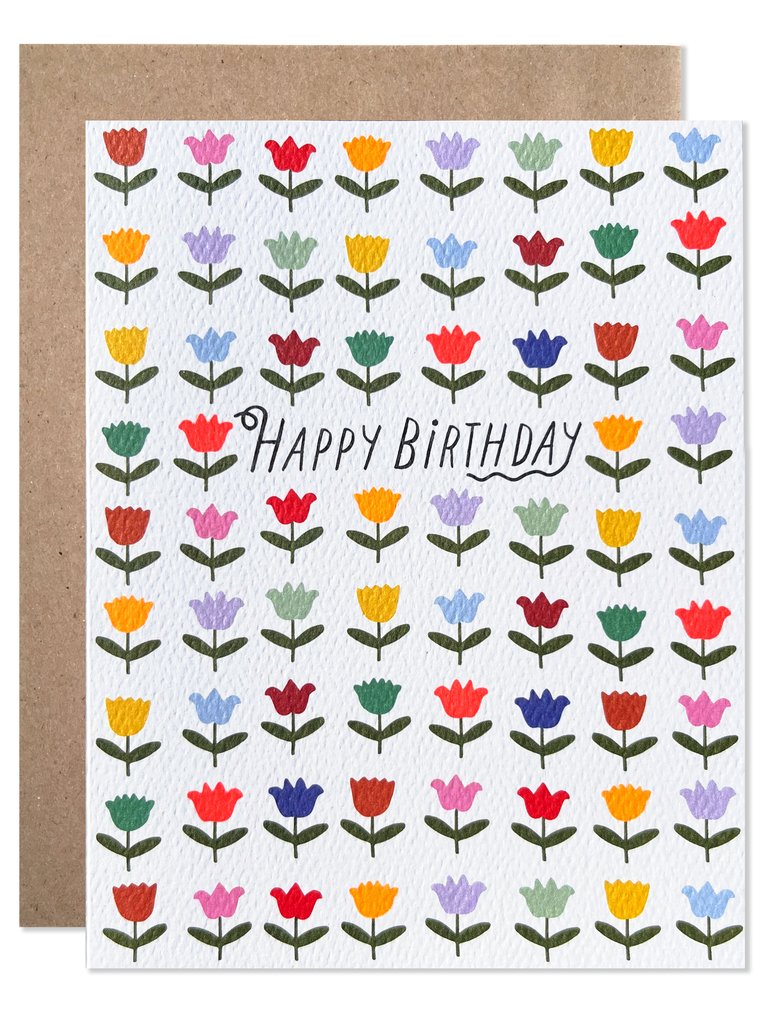 Happy Birthday Rainbow Tulips Card